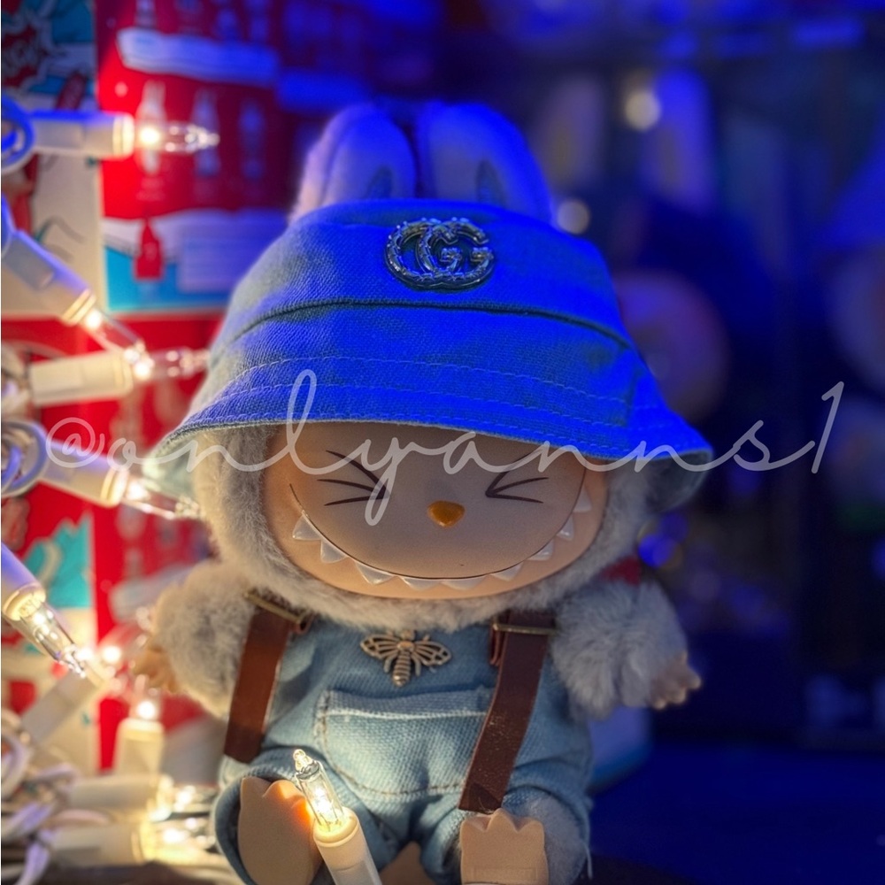 Labubu Clothes - Blue/Denim Gucci Overall with Hat